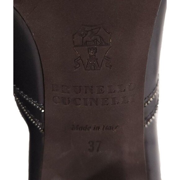 Brunello Cucinelli Open Toe Monili Ankle Bootie 37 US 7 New Defect Brown - Picture 9 of 12